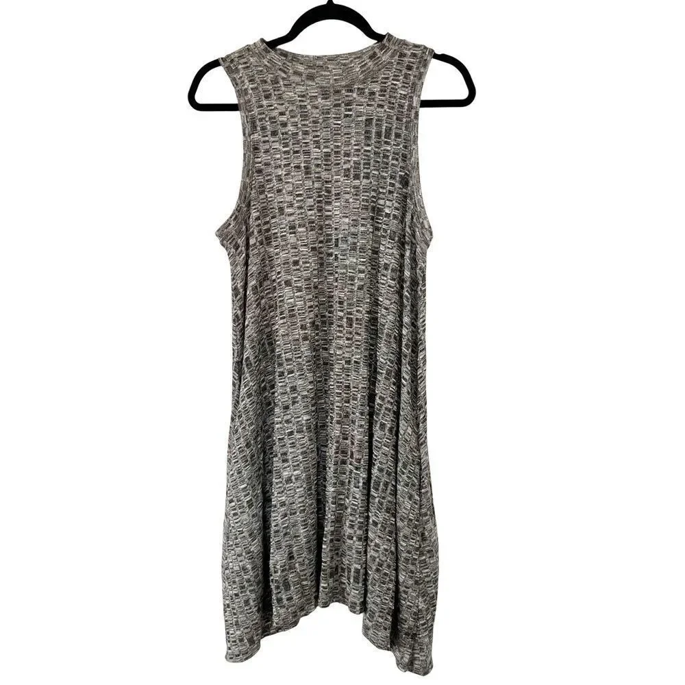Maeve Anthropologie Emerson Swing Dress Gray Space Dye Knit Pockets Mock Neck S - Picture 2 of 14